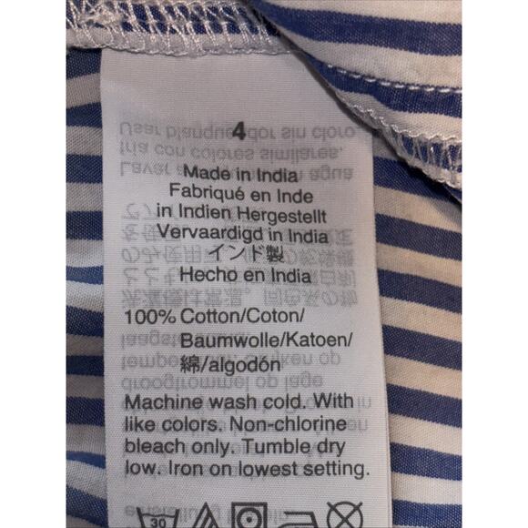 Crewcuts J. Crew Girls 4 Dress Ruffle Sleeve Striped Ric Rac Tiered EUC - Picture 4 of 7